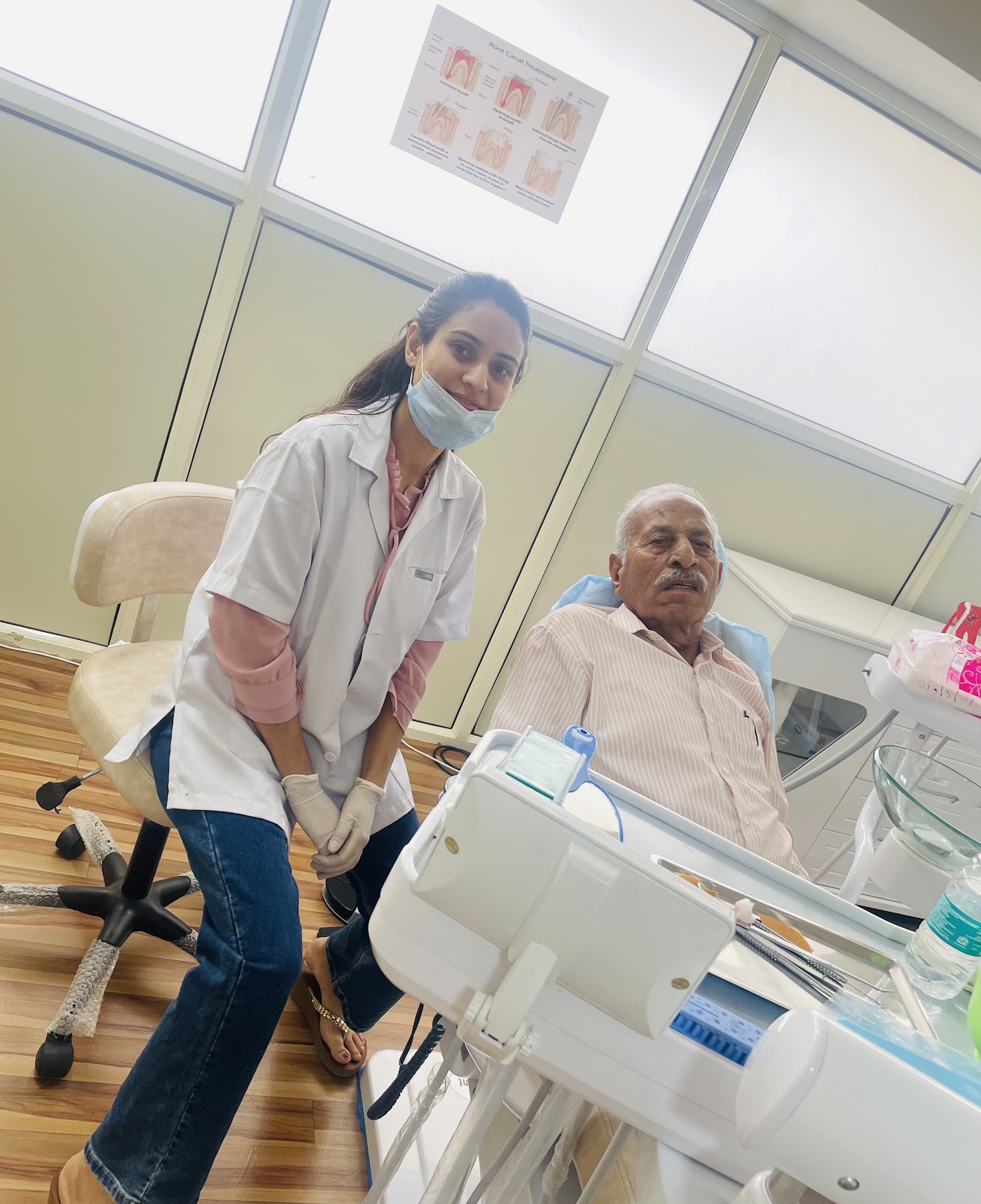 With a patient after treatment